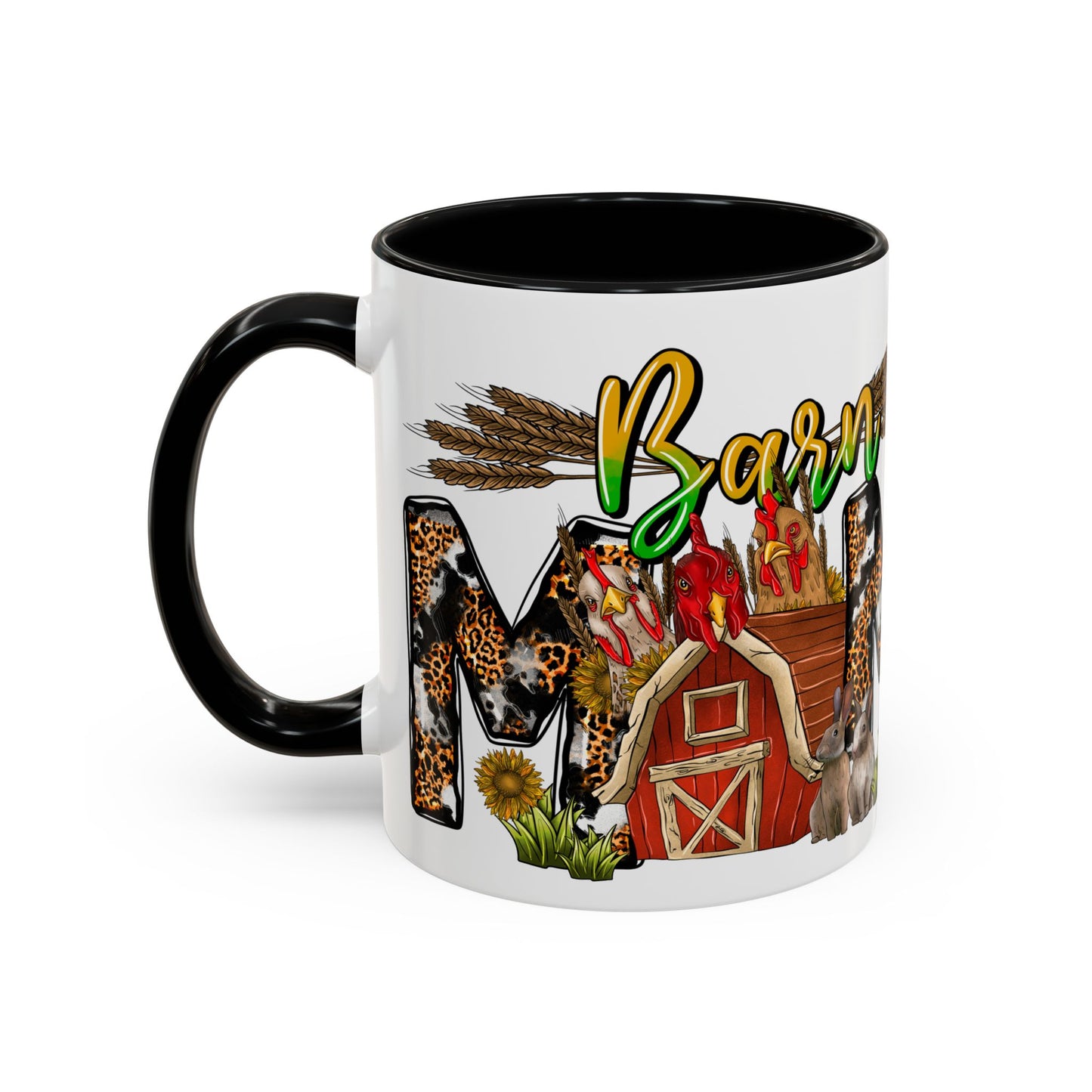 Barn MOM Coffee Mug — Leopard Print Farmhouse Accent Mug (11/15 oz)