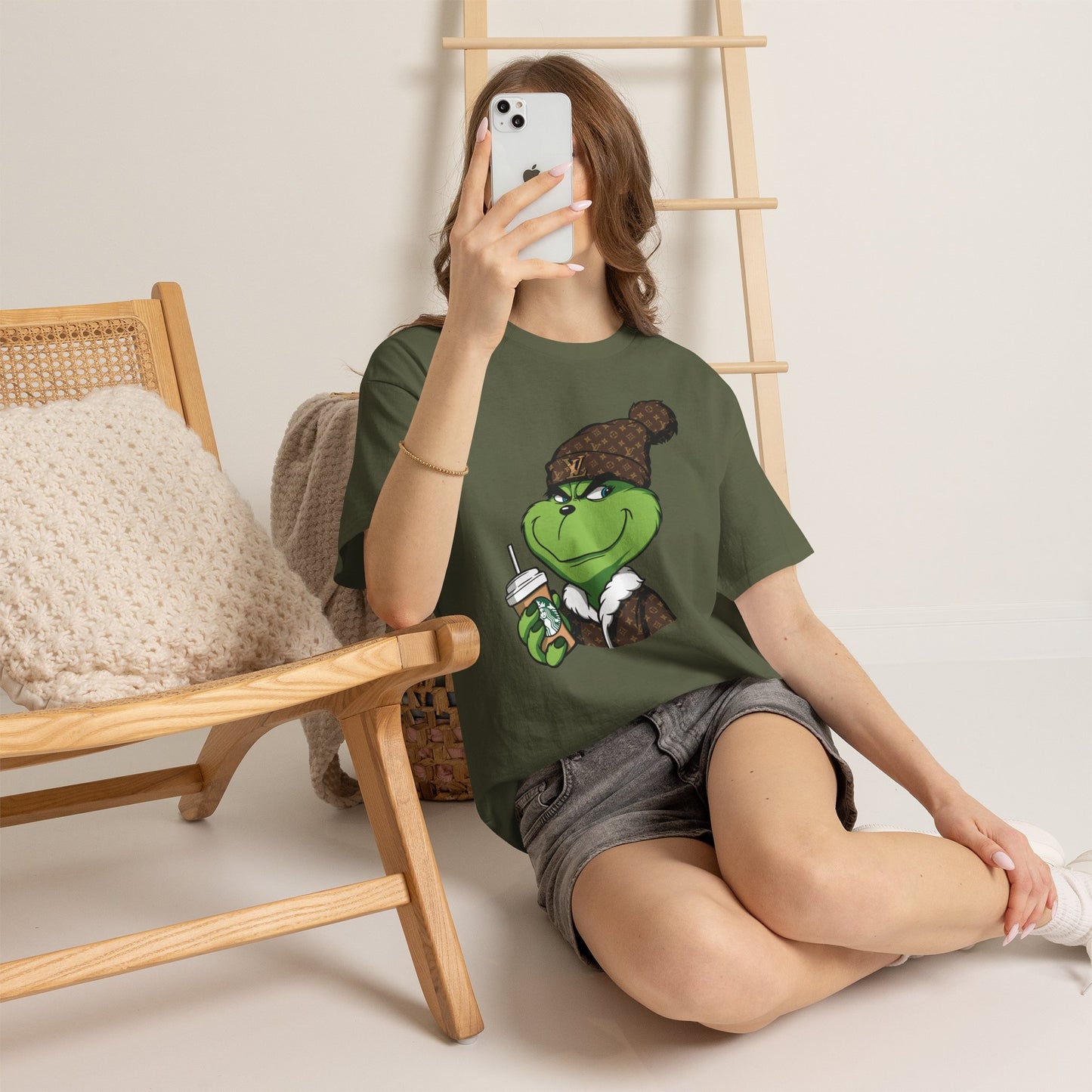 Grinch Winter Beanie Tee — Cozy Holiday Grinch with Hot Cocoa T-Shirt