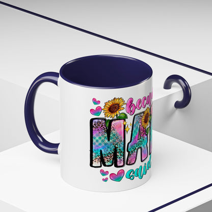 Coffee Mug — "Because Mama Said So" Colorful Sunflower Accent Mug (11/15oz)
