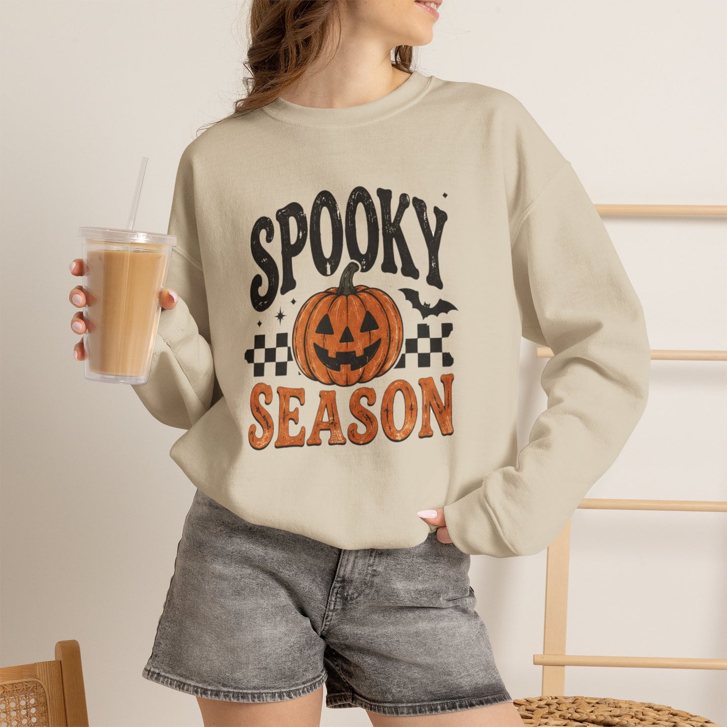 Spooky Season Sweatshirt — Pumpkin Jack-O'-Lantern Halloween Crewneck