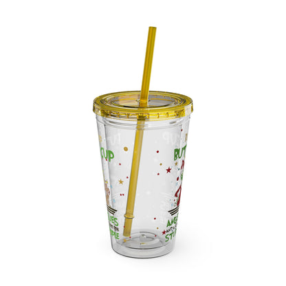 16oz Tumbler with Straw — 'Buckle Up Buttercup' Grinch Holiday Travel Cup