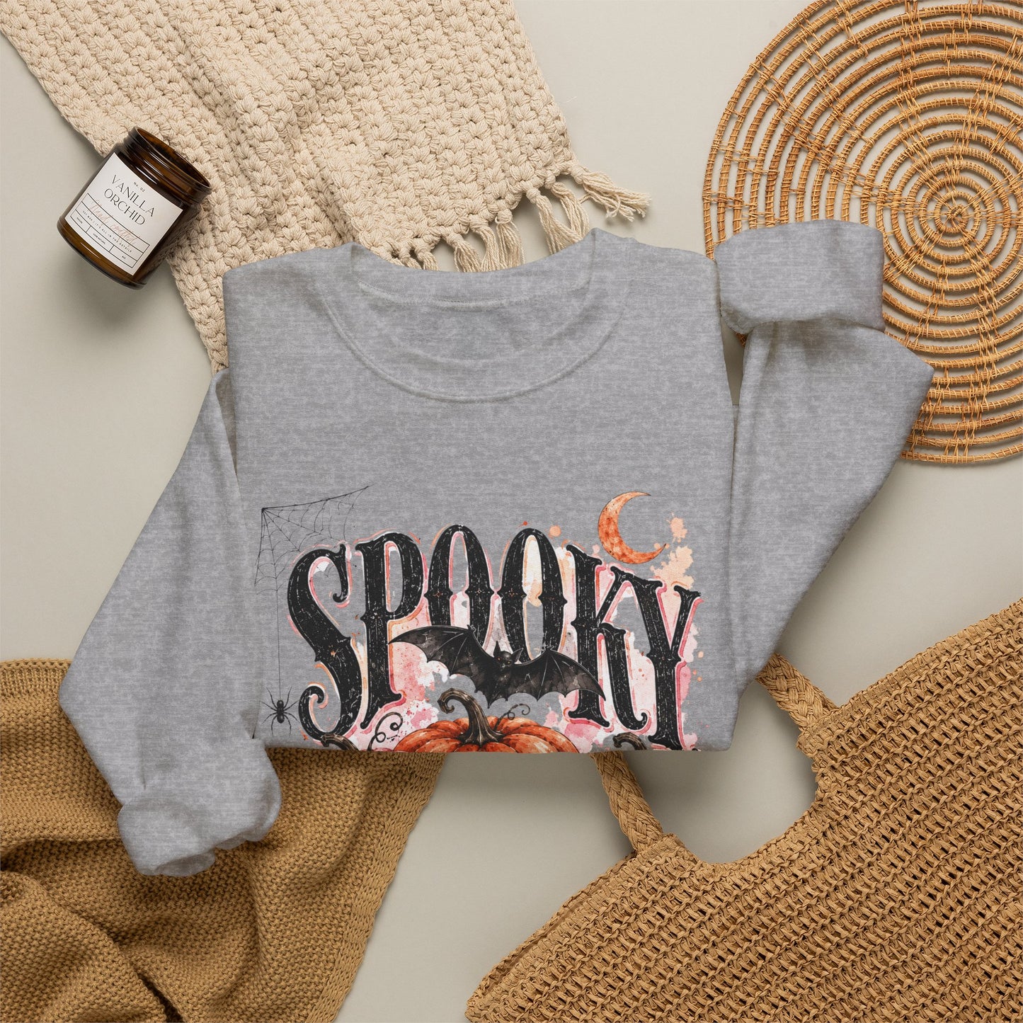 "Spooky Season" Pumpkin Halloween Graphic Crewneck Sweatshirt