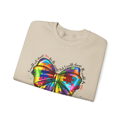 Rainbow Puzzle Bow Sweatshirt — Autism Awareness Crewneck