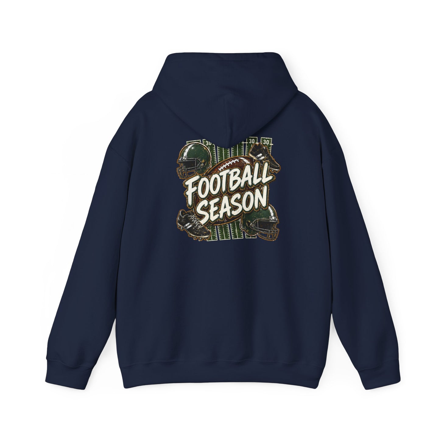 Football Season Hoodie — Vintage Helmets & Plaid Back Graphic