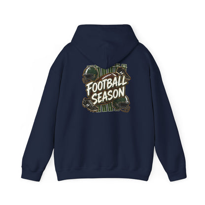 Football Season Hoodie — Vintage Helmets & Plaid Back Graphic
