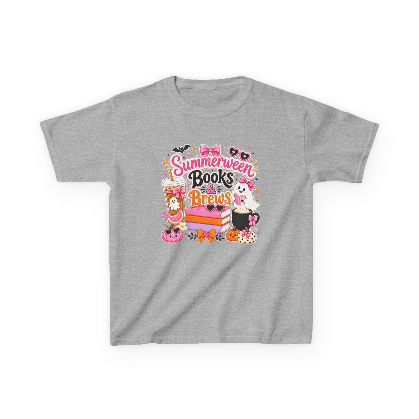 Kids Tee — "Summerween Books & Brew" Cute Halloween Reading Shirt