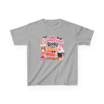 Kids Tee — "Summerween Books & Brew" Cute Halloween Reading Shirt