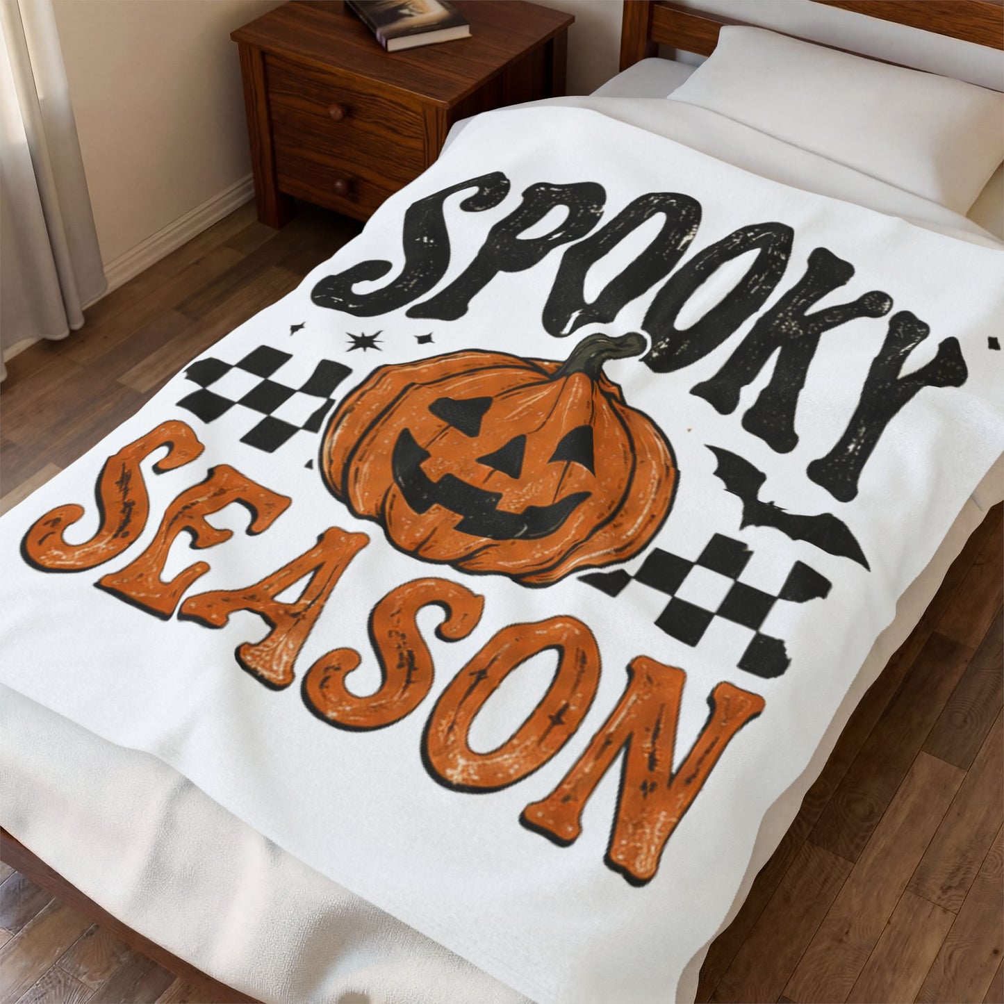 Spooky Season Velveteen Plush Blanket – Halloween Pumpkin Throw