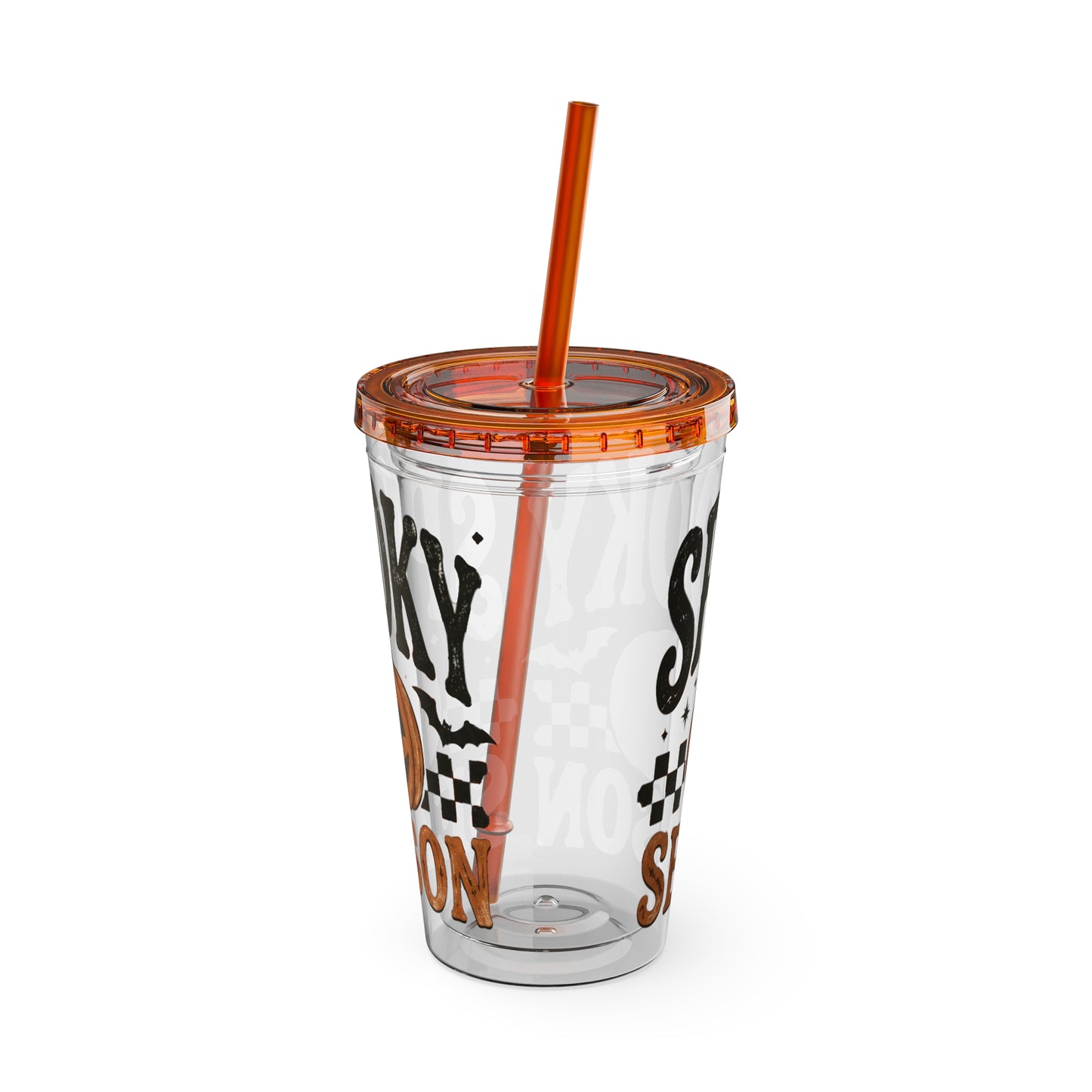 Spooky Season 16oz Tumbler with Straw — Halloween Pumpkin Travel Cup
