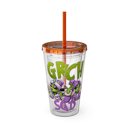 Grinch Squad 16oz Tumbler with Straw — Holiday Party Drink Cup
