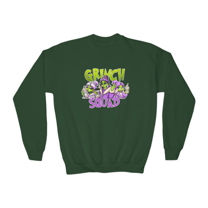 Grinch Squad Youth Crewneck Sweatshirt — Kids Funny Holiday Pullover