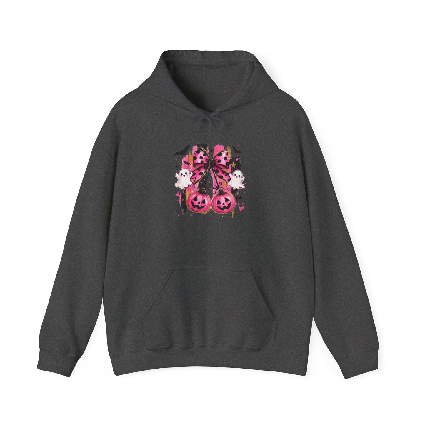 Halloween Pink Pumpkin Hoodie — Cute Spooky Gothic Cats & Bats Sweatshirt