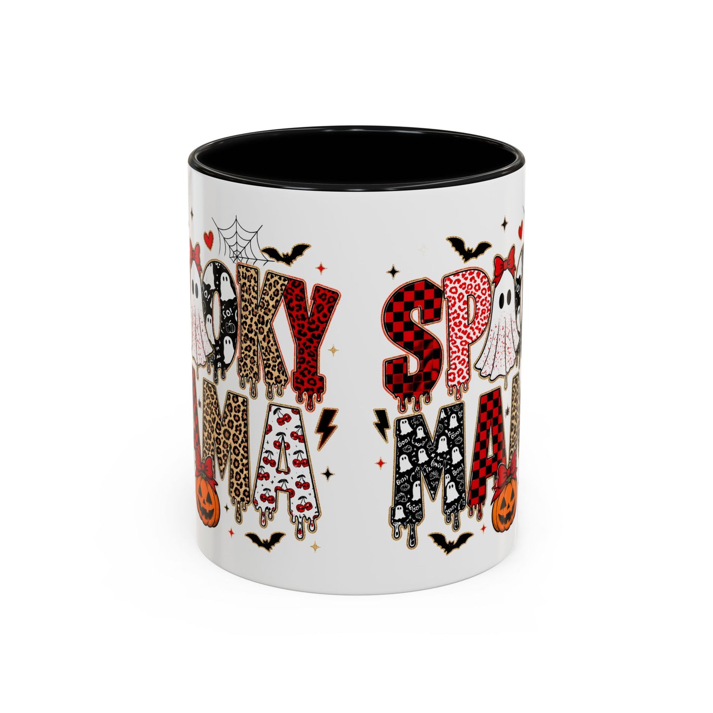 Spooky Mama Accent Coffee Mug — Halloween Ghost Pumpkin 11/15oz