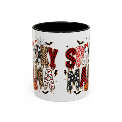 Spooky Mama Accent Coffee Mug — Halloween Ghost Pumpkin 11/15oz