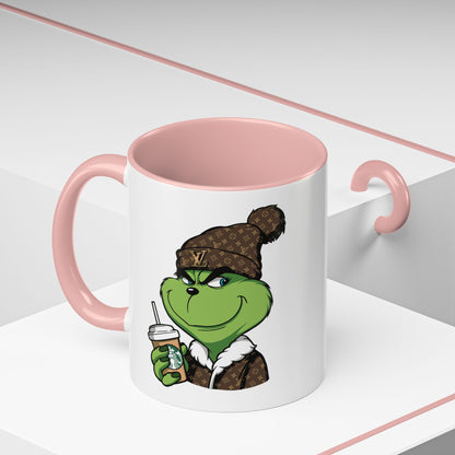 Grinch Luxury Winter Coffee Mug – Designer Beanie & Holiday Drink Cartoon (11/15oz)