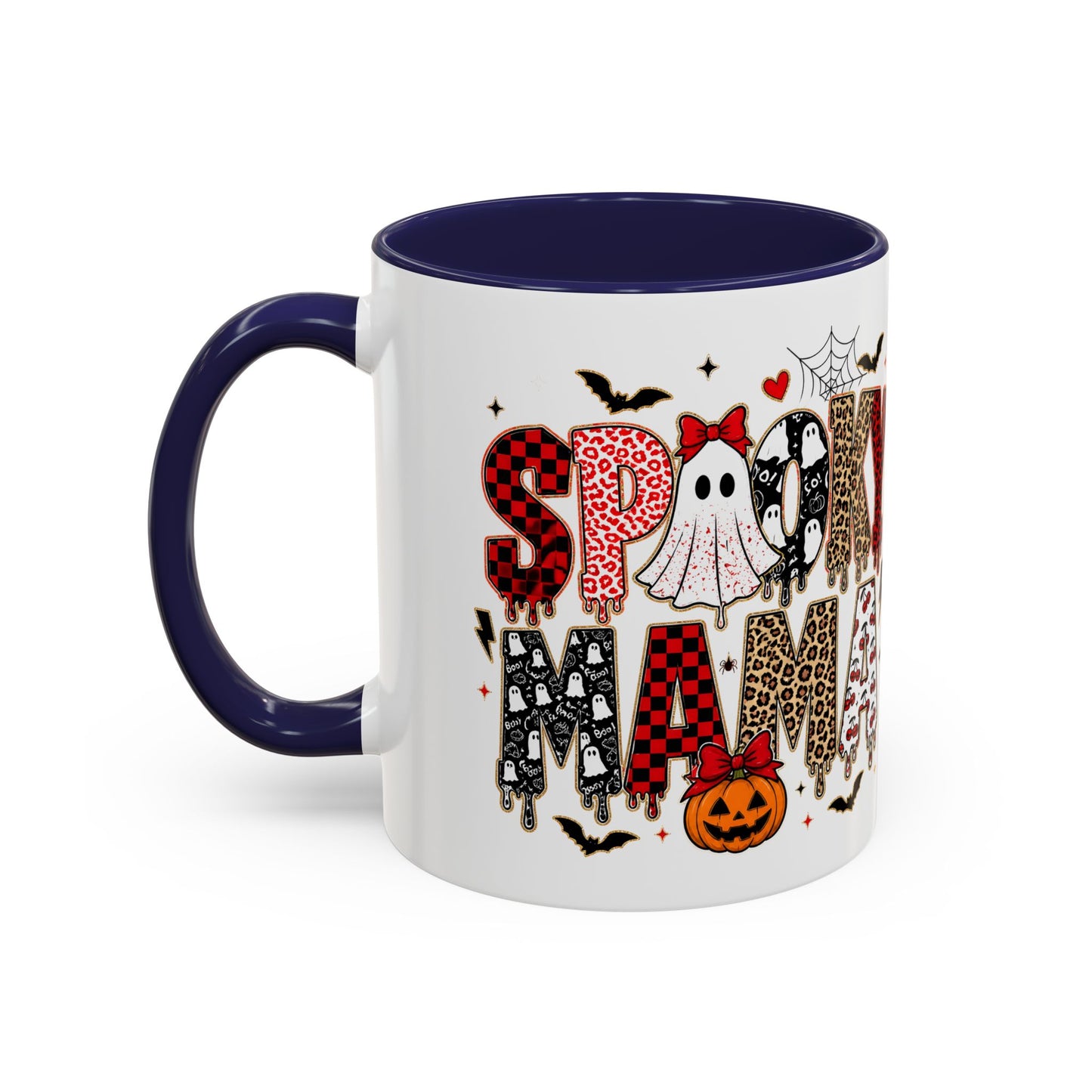 Spooky Mama Accent Coffee Mug — Halloween Ghost Pumpkin 11/15oz