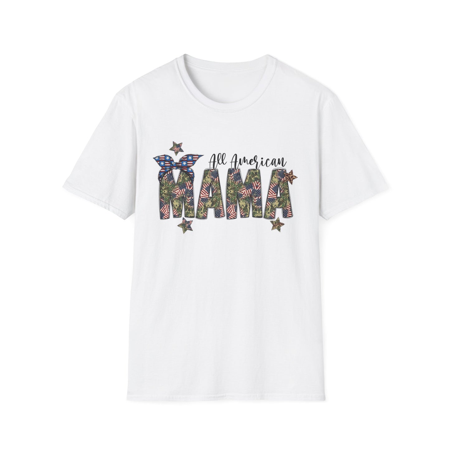 All American Mama T-Shirt — Patriotic Floral USA Mom Tee