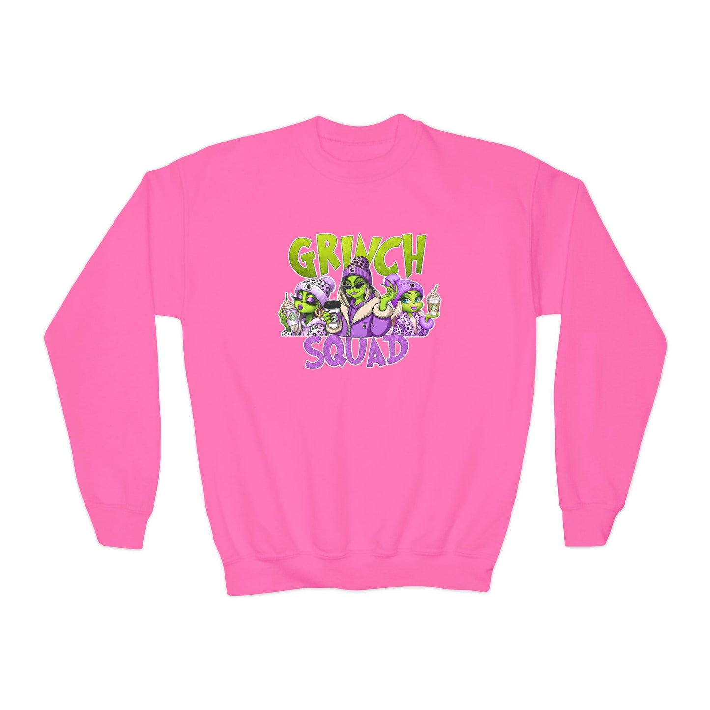 Grinch Squad Youth Crewneck Sweatshirt — Kids Funny Holiday Pullover
