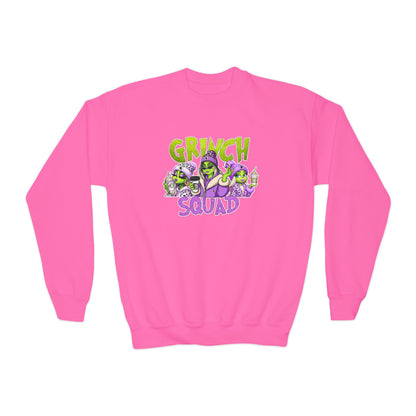 Grinch Squad Youth Crewneck Sweatshirt — Kids Funny Holiday Pullover