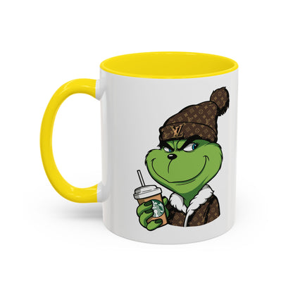 Grinch Luxury Winter Coffee Mug – Designer Beanie & Holiday Drink Cartoon (11/15oz)