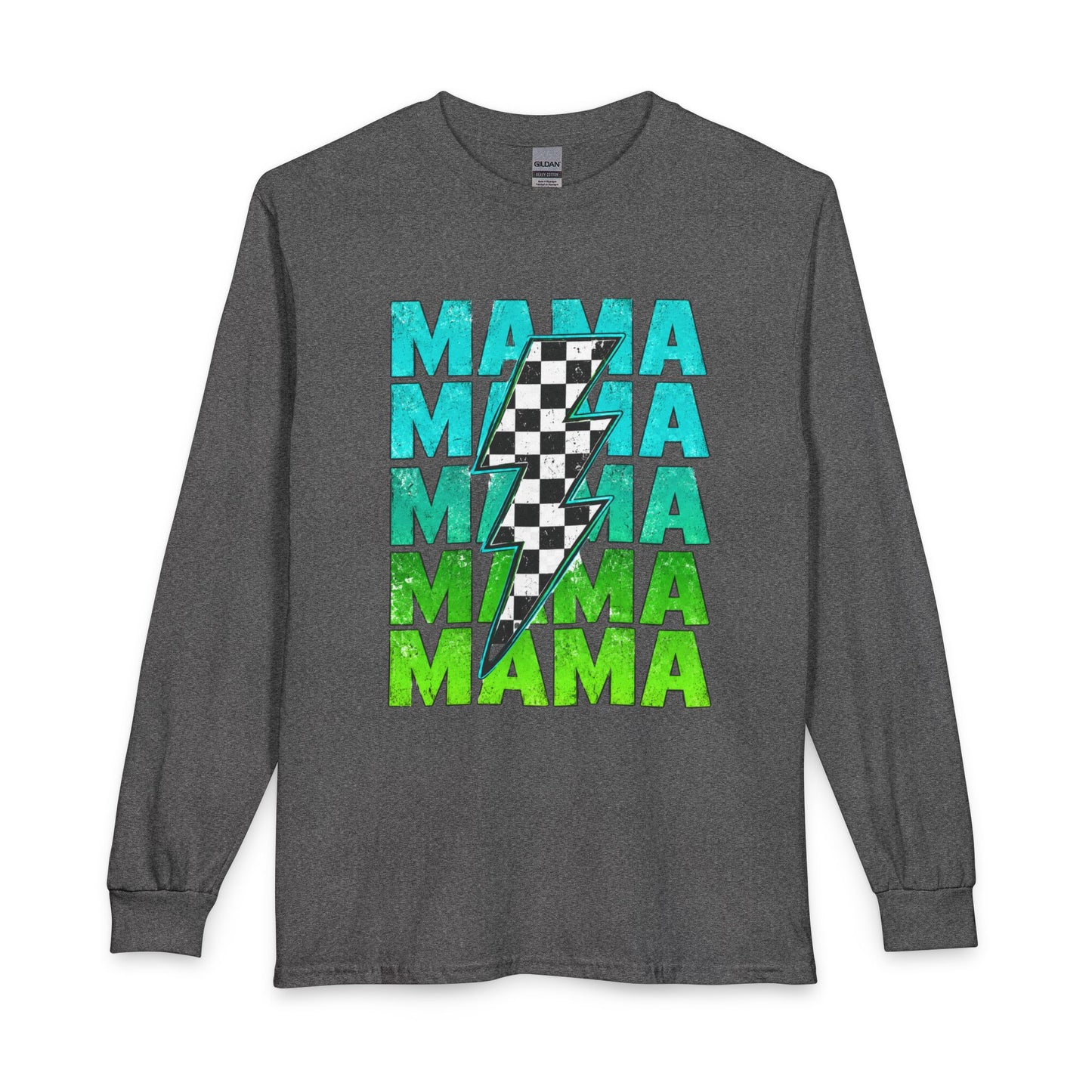 Mama Checkered Lightning Bolt Graphic T-Shirt | Game Day Sports Mom Tee