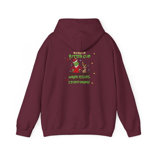 Grinch Christmas Hoodie — “Back the F Up Buttercup” Funny Holiday Sweatshirt