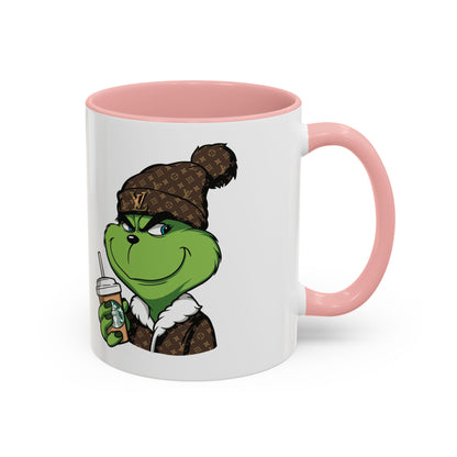 Grinch Luxury Winter Coffee Mug – Designer Beanie & Holiday Drink Cartoon (11/15oz)