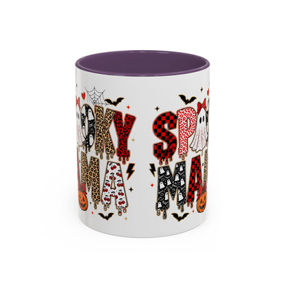 Spooky Mama Accent Coffee Mug — Halloween Ghost Pumpkin 11/15oz