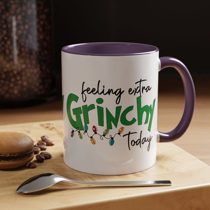 Feeling Extra Grinchy Today Coffee Mug — Holiday Funny Ceramic Mug (11/15oz)