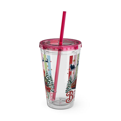 Believe Holiday Tumbler — Christmas Train 16oz Straw Cup