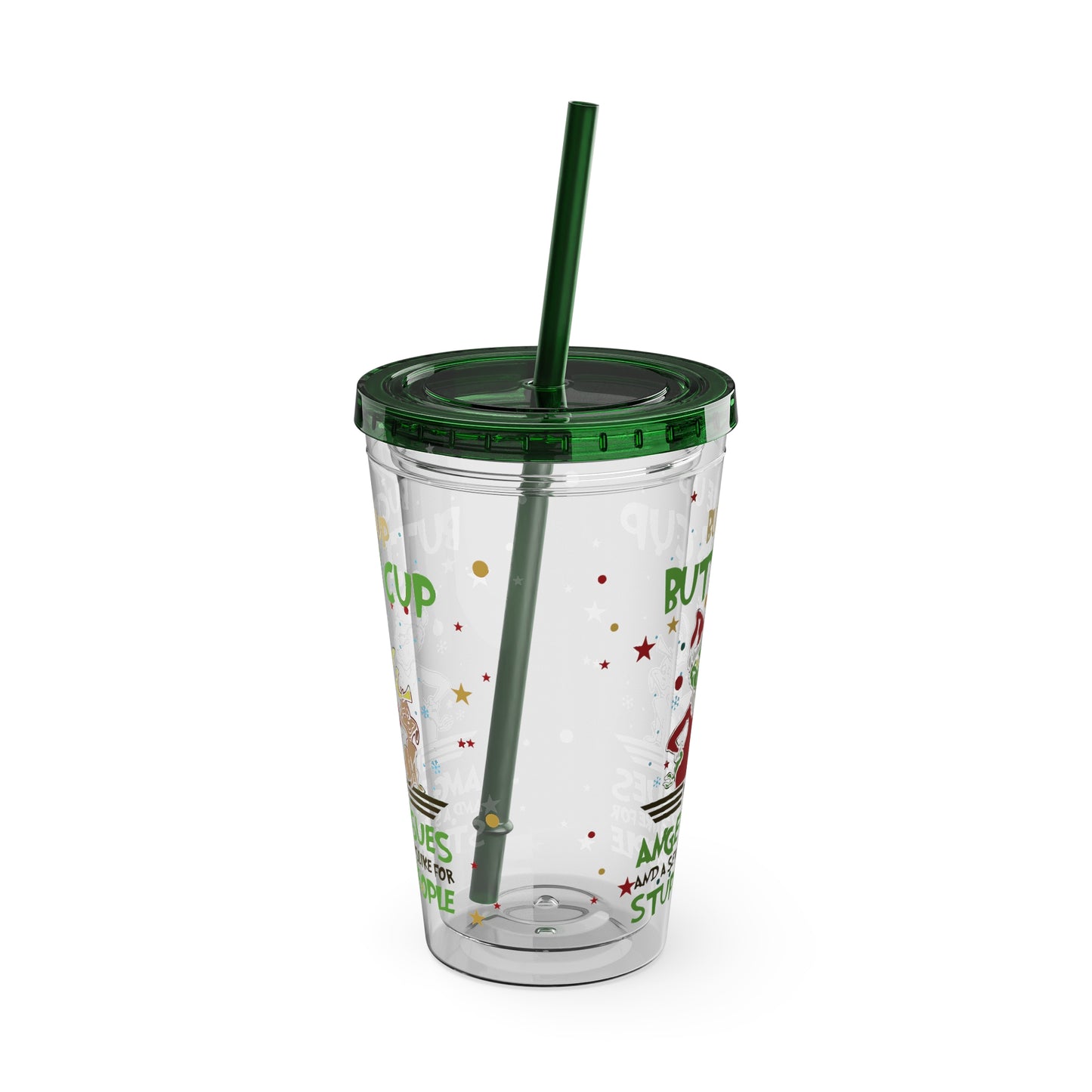 16oz Tumbler with Straw — 'Buckle Up Buttercup' Grinch Holiday Travel Cup