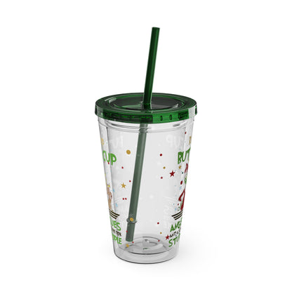 16oz Tumbler with Straw — 'Buckle Up Buttercup' Grinch Holiday Travel Cup