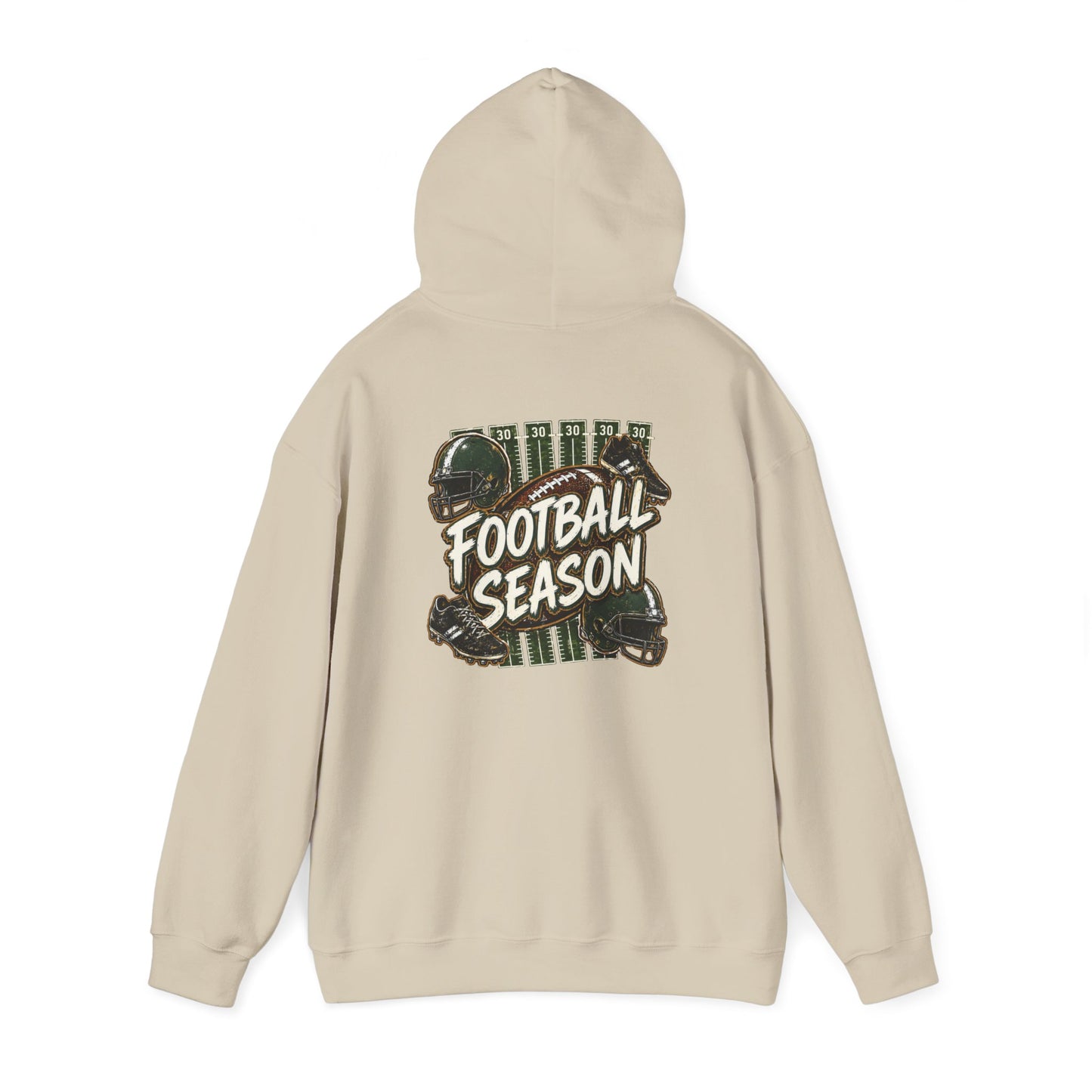 Football Season Hoodie — Vintage Helmets & Plaid Back Graphic