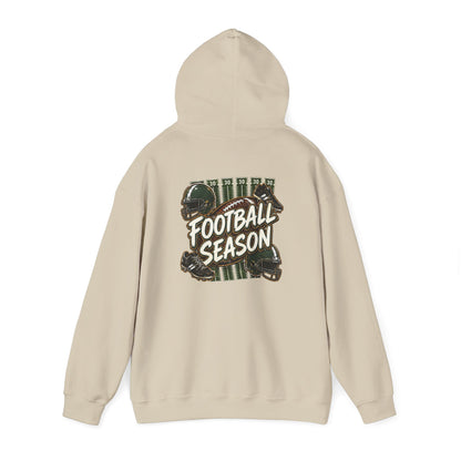Football Season Hoodie — Vintage Helmets & Plaid Back Graphic