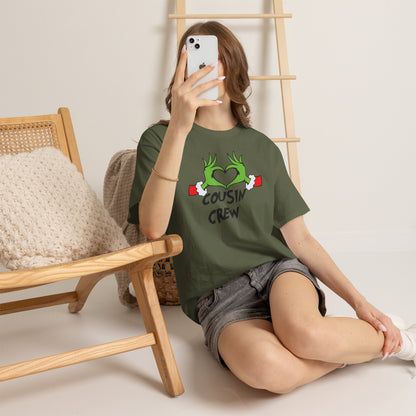Cousin Crew T-Shirt — Fun Grinch Hands Heart Family Tee