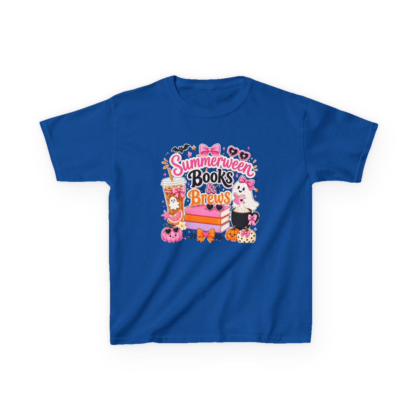 Kids Tee — "Summerween Books & Brew" Cute Halloween Reading Shirt