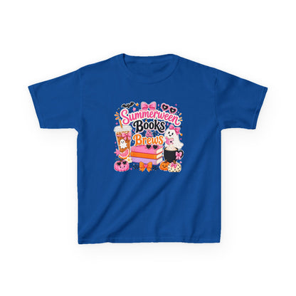 Kids Tee — "Summerween Books & Brew" Cute Halloween Reading Shirt