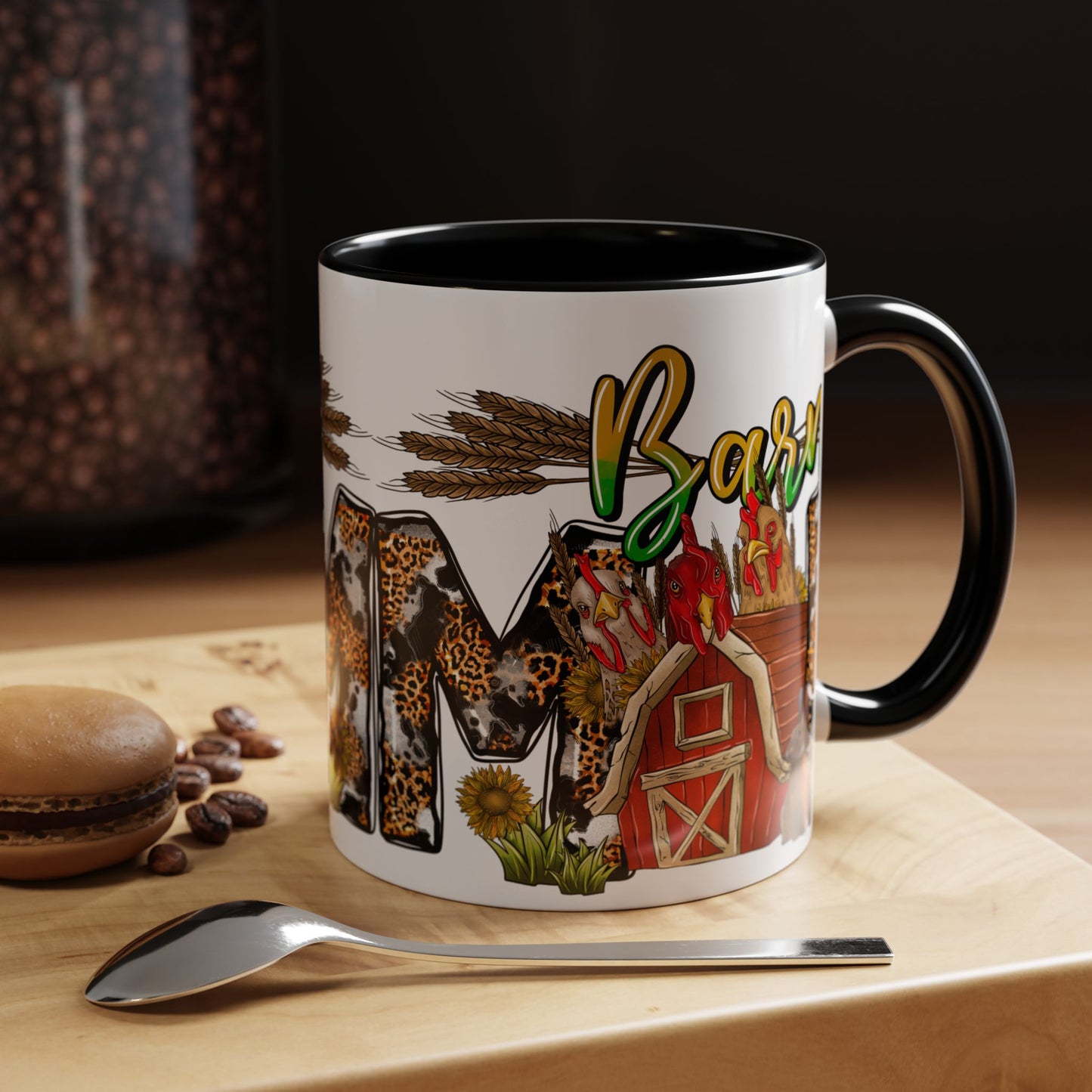 Barn MOM Coffee Mug — Leopard Print Farmhouse Accent Mug (11/15 oz)
