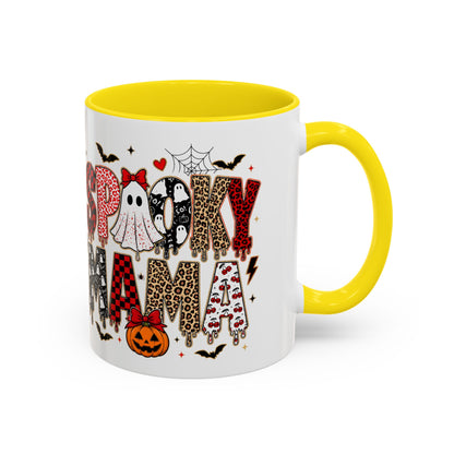 Spooky Mama Accent Coffee Mug — Halloween Ghost Pumpkin 11/15oz