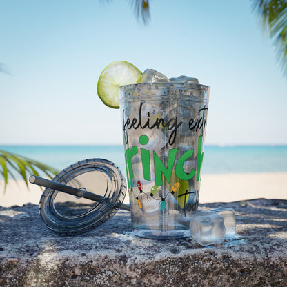 Grinch Quote Tumbler - 16oz Clear Straw Cup (Feeling Extra Grinchy)