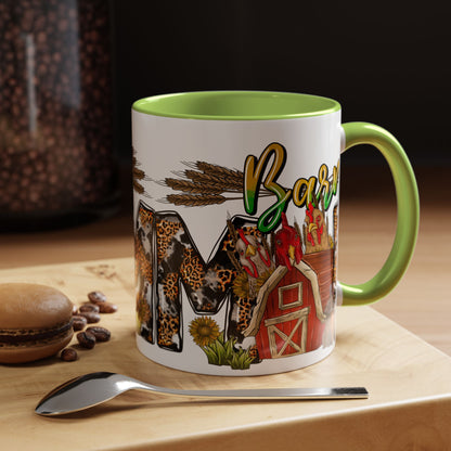 Barn MOM Coffee Mug — Leopard Print Farmhouse Accent Mug (11/15 oz)