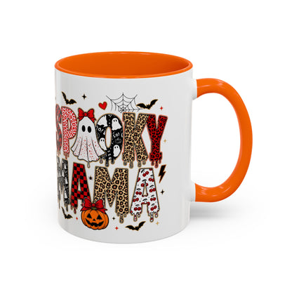 Spooky Mama Accent Coffee Mug — Halloween Ghost Pumpkin 11/15oz