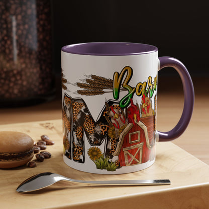 Barn MOM Coffee Mug — Leopard Print Farmhouse Accent Mug (11/15 oz)