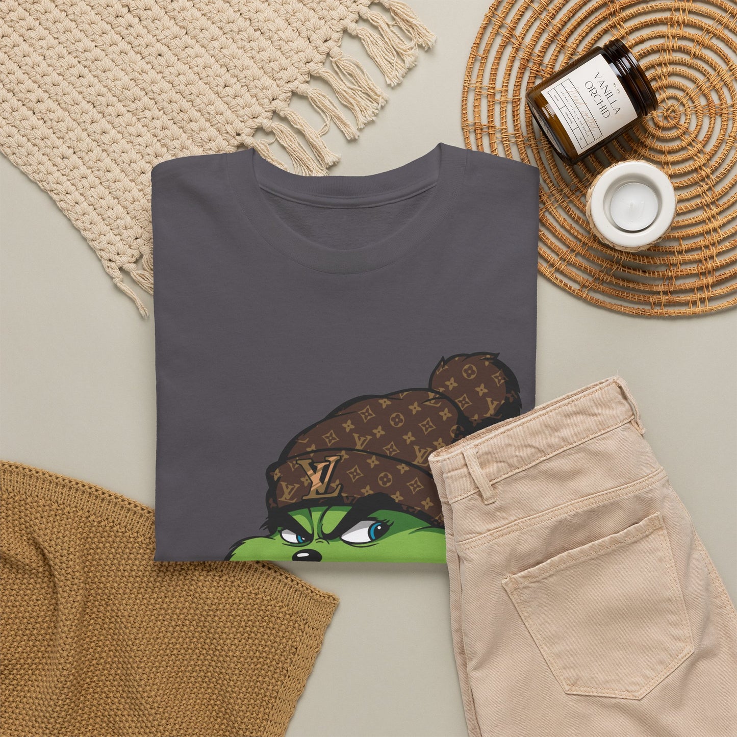 Grinch Winter Beanie Tee — Cozy Holiday Grinch with Hot Cocoa T-Shirt
