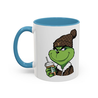 Grinch Luxury Winter Coffee Mug – Designer Beanie & Holiday Drink Cartoon (11/15oz)