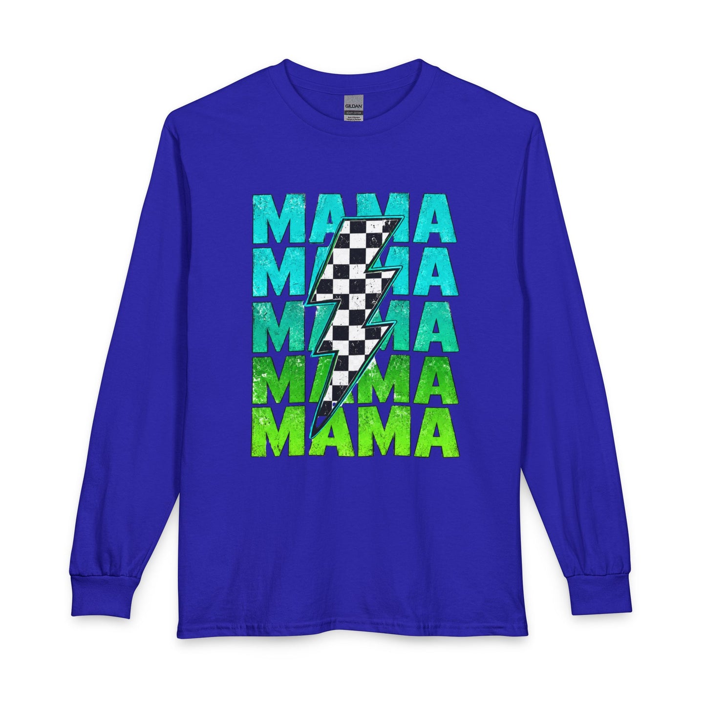 Mama Checkered Lightning Bolt Graphic T-Shirt | Game Day Sports Mom Tee