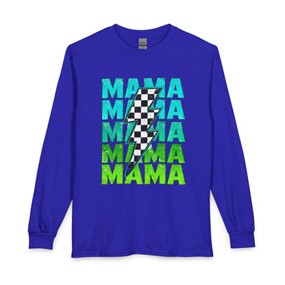 Mama Checkered Lightning Bolt Graphic T-Shirt | Game Day Sports Mom Tee