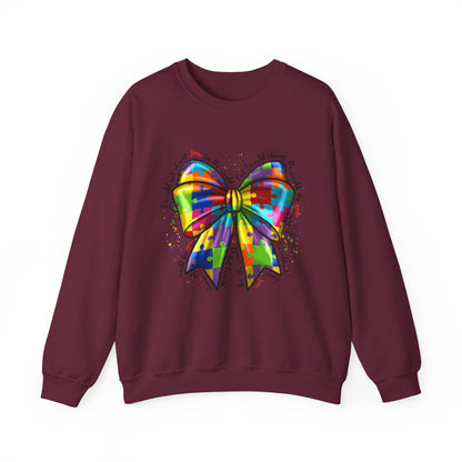 Rainbow Puzzle Bow Sweatshirt — Autism Awareness Crewneck
