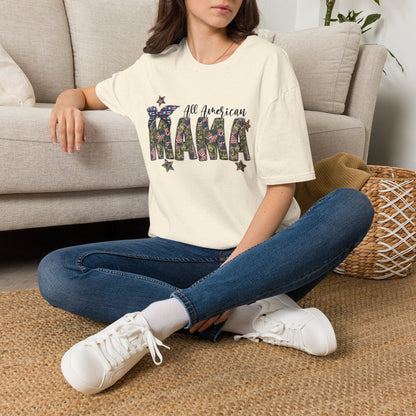 All American Mama T-Shirt — Patriotic Floral USA Mom Tee