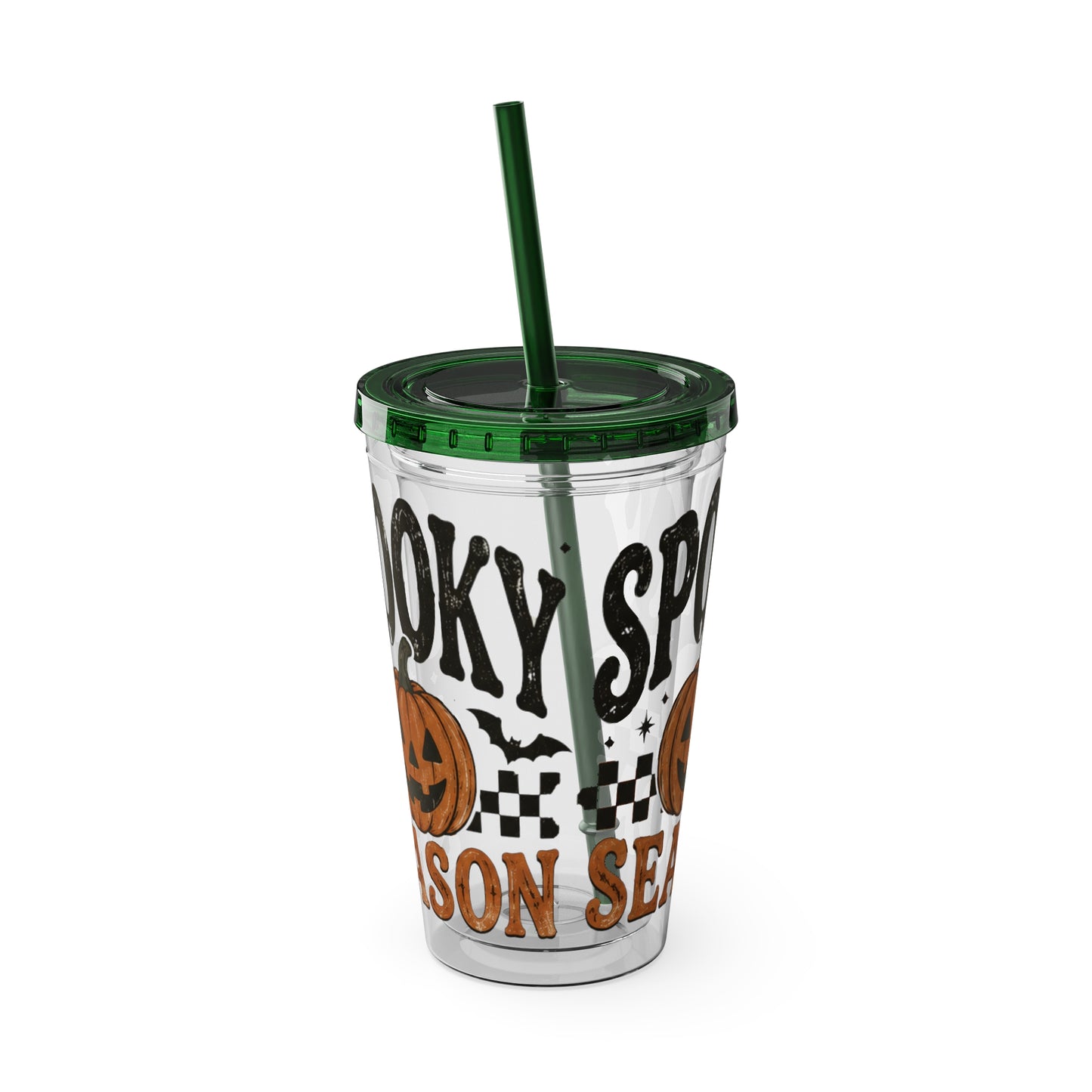 Spooky Season 16oz Tumbler with Straw — Halloween Pumpkin Travel Cup